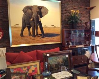 "Uhuru" -- 6' square oil of African elephant-- we'll tell you his story!