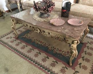 french ornate carved coffee table set 