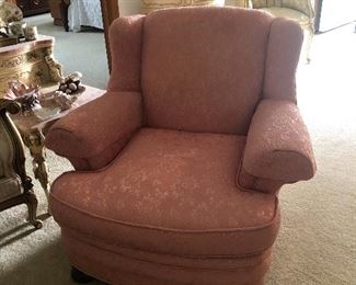 dusty rose upholstered antique living room bedroom chair 