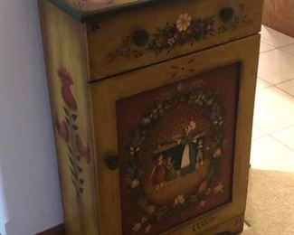 hand painted antique accent cabinet