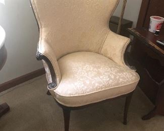 antique chair white, clean and kept covered. 
