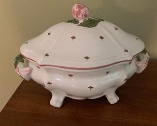 Pink and green tureen 