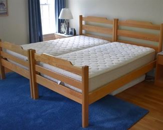 Pair of maple twin beds