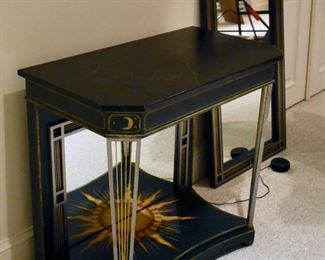 Painted console table with matching mirror