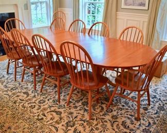 Grace Lee Designs natural cherry dining table and 12 Windsor chairs