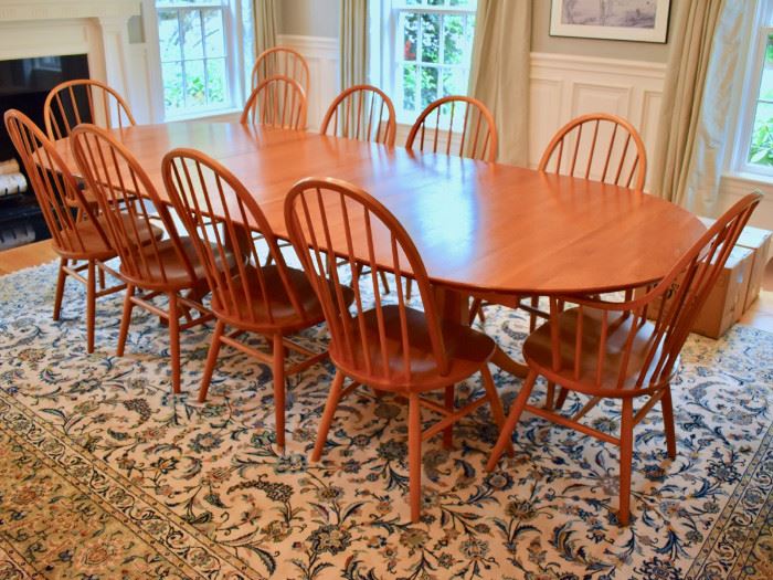 Grace Lee Designs natural cherry dining table and 12 Windsor chairs