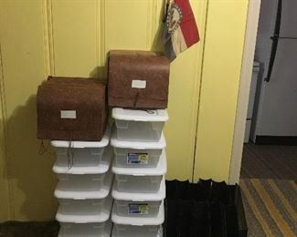 Storage containers, filing pouches, etc 