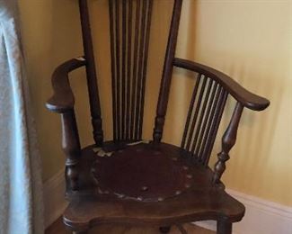 CH037: American Tall Back Wood Leather Seat Chair Local Pickup  https://www.ebay.com/itm/123813629815