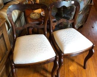 
CH125: Pair of Victorian Style Mahogany Fabric Seat Side Dining Chairs Local Pickup  https://www.ebay.com/itm/113796344405