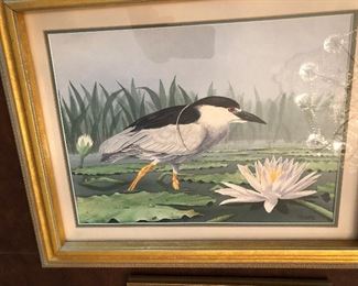 CH155: Akers: Water Bird in Pond Mixed Media Framed Local Pickup   https://www.ebay.com/itm/113796327879 