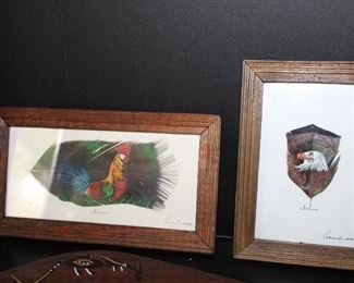 INDOOR, WING 1,  First Room on Left,  Paintings on Feathers Mexican Ancestral Art