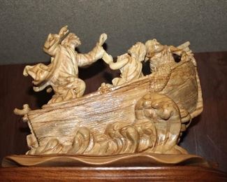 INDOOR, WING 1,  First Room on Left,  Tree of Life Elite Collection, Bethlehem Olive Wood, "Jesus in the Boat" $800