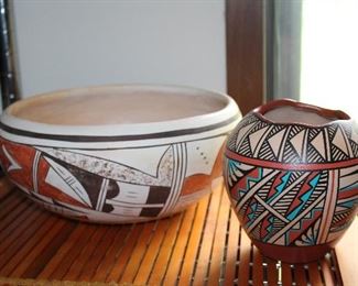 INDOOR, WING 1,  First Room on Left, Bowl Pauline Setalla Hopi Indian $75, Verda Toledo Pottery $25