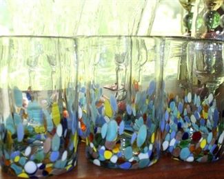 INDOOR, CHECKOUT AREA, LIVING ROOM,  Confetti Glassware, handblown, set of 6 $48