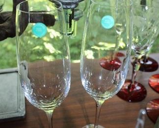 INDOOR, CHECKOUT AREA, LIVING ROOM,  Tiffany Flutes WITH BOX $45 for pair
