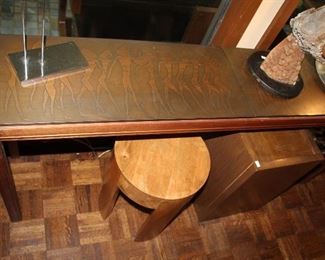 INDOOR, CHECKOUT AREA, LIVING ROOM, Mid Century Danish Modern with Egyptian Figures in Appearance $395