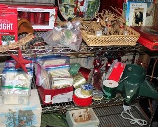 OUTDOOR, GARAGE BAY 3 & 4, Cast iron Xmas Tree stand $25/ Craig Routh Christmas Cards and ornaments