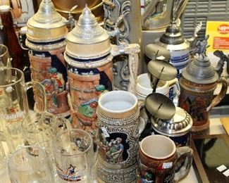INDOOR, FIRST AREA TO LEFT AFTER ENTERING MAIN HOUSE, The Old Country, Gerz (it), Glass Beer Steins, Pilsner Glasses