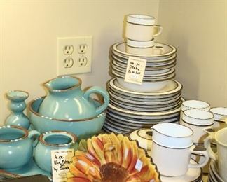 INDOOR, FIRST AREA TO LEFT AFTER ENTERING MAIN HOUSE, 40 pc Denby Dishes $196/6 pc by Dansk $46