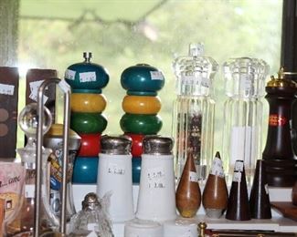 INDOOR, FIRST AREA TO LEFT AFTER ENTERING MAIN HOUSE, Mid Century Salt and Pepper Shakers; Pepper mills/Olde Thompson, McKeown