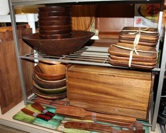 INDOOR, FIRST AREA TO LEFT AFTER ENTERING MAIN HOUSE, Burl Walnut Salad Serving Set/Pottery Barn Sets