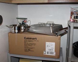 INDOOR, FIRST AREA TO LEFT AFTER ENTERING MAIN HOUSE, $150 12 pc stainless set Cuisinart