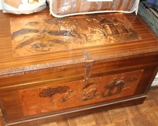 INDOOR, WING 2, LAST ROOM ON RIGHT, Copper Accented Aborigine African Chest signed NGAY