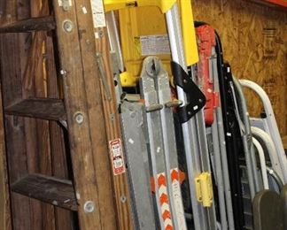 OUTDOOR, GARAGE BAY 1 & 2, Ladders include Werner, Little Jumbo, Little Giant, Cosco, Keller
