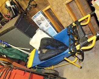OUTDOOR, DOUBLE BLUE DOOR STORAGE ROOM, Muletto Wheel Barrow $85