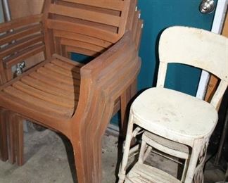 OUTDOOR, DOUBLE BLUE DOOR STORAGE ROOM, TEAK chairs $95 each