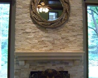 Magnificent round wheat-themed framed accent mirror looks great anywhere.  Its 42 inches in diameter.