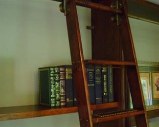 Antique wall sized book shelf is almost 8 feet tall.
