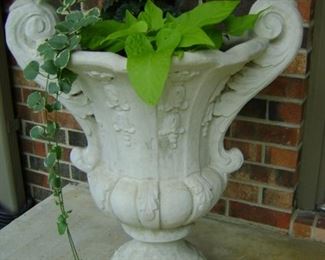 Pair of front step concrete  flower pots.