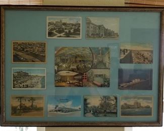 Frame vintage Galveston postcards