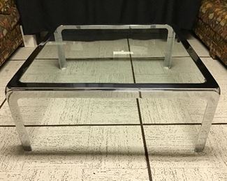 Mid century glass and Chrome  coffee table 