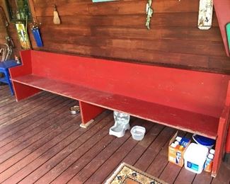 Long red church pew bench 