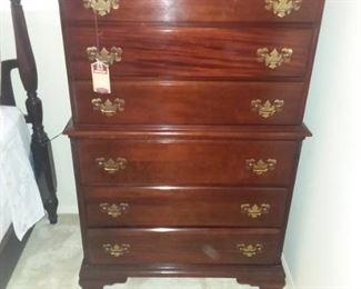 Vintage solid Mahogany wood tallboy dresser
