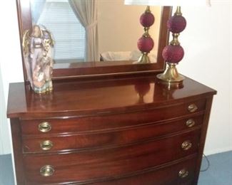 Matching Dixie solid wood dresser and mirror 