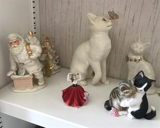 Lenox Cat and Christmas Figurines