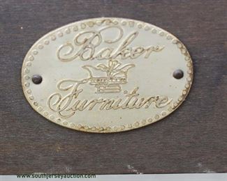 PAIR of “Baker Furniture” Marble Top Mahogany Lamp Tables with Gold Painted Accents
Auction Estimate $200-$400 – Located Inside
