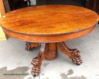ANTIQUE SOLID Top Oak 60” Dining Room Table with Heavily Lion Head and Paw Feet attributed to Hasting 
Auction Estimate $100-$500 – Located Dock
