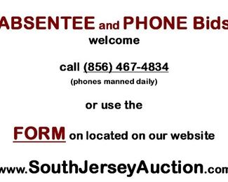 absentee or phone bids welcome