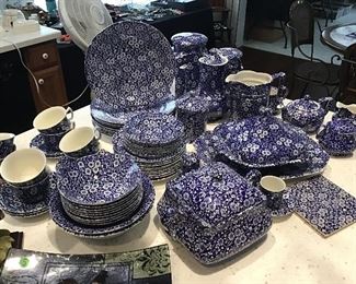Staffordshire Blue Calico China Set