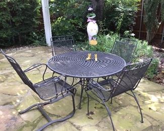 Old Wrought Iron Table & Chairs (Heavy)
