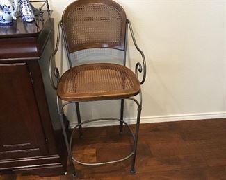 Counter Height Cane Back/Iron Bar Stools (3) total