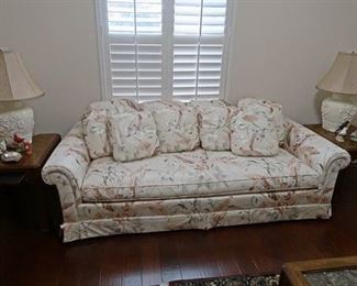Down Filled Sofa by Sherrill, Drexel End Tables w/pull out tray
