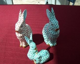 Herend Fishnet Bunnies with 24K Gold Plating