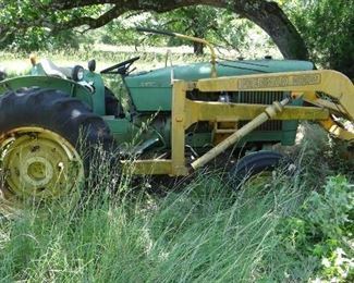 John Deere 1520 with Bush Hog & Front End Loader - Been sitting for awhile - - Condition Unknown - - Sold AS IS