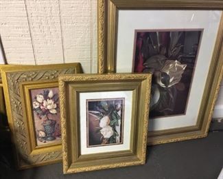 Some of the various pieces of framed art.