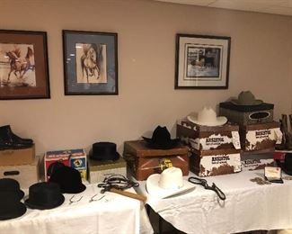 HORSE ART, BELT BUCKLES, SADDLE, HATS, BOOTS, CLOTHES 